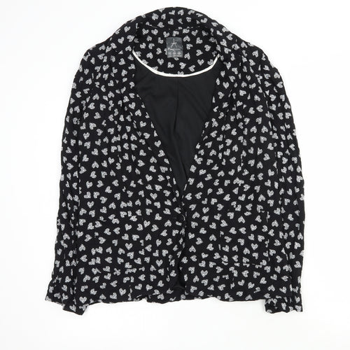 Primark Womens Black Geometric  Jacket Blazer Size 14  Button