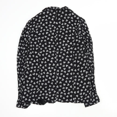Primark Womens Black Geometric  Jacket Blazer Size 14  Button