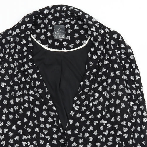 Primark Womens Black Geometric  Jacket Blazer Size 14  Button