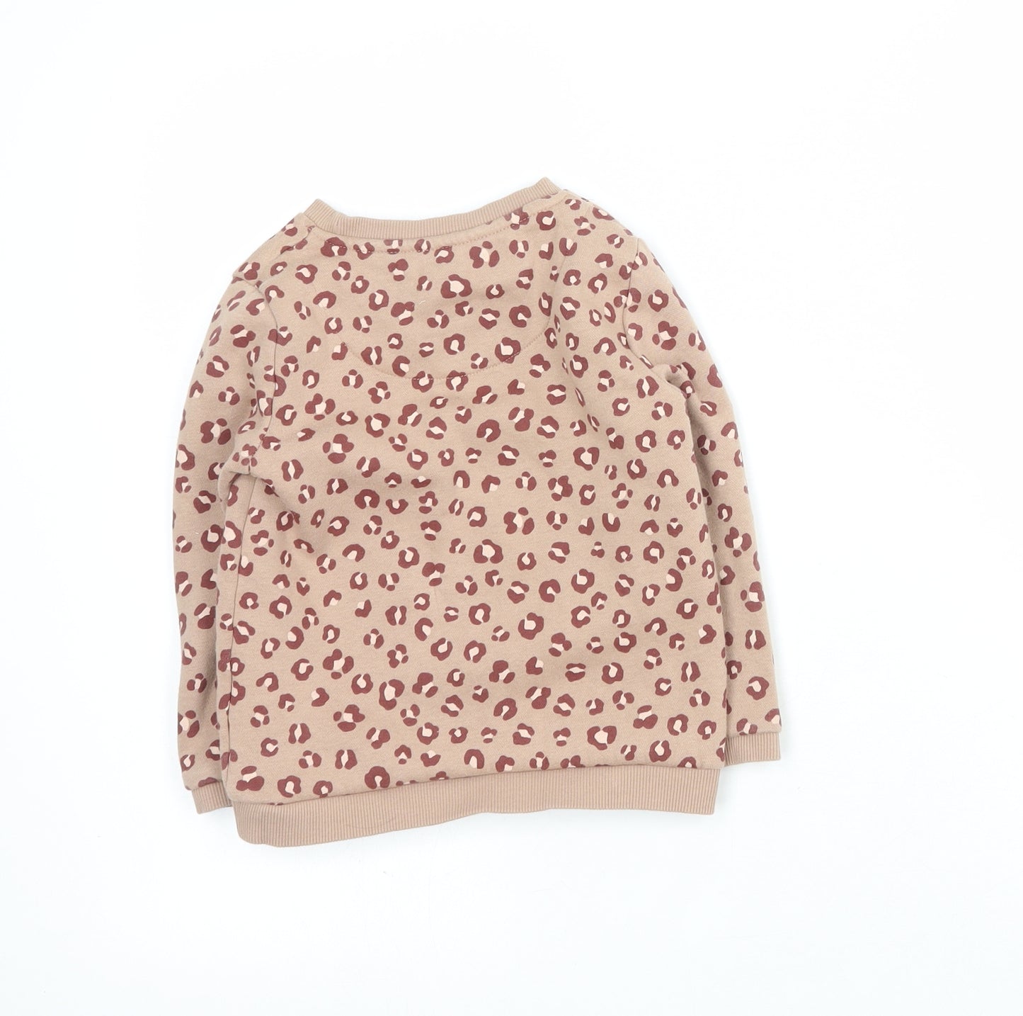 F&F Girls Brown Animal Print Cotton Pullover Sweatshirt Size 3-4 Years  Pullover