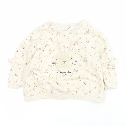 NEXT Baby Beige Floral Cotton Pullover Jumper Size 12-18 Months  Pullover - Bunny