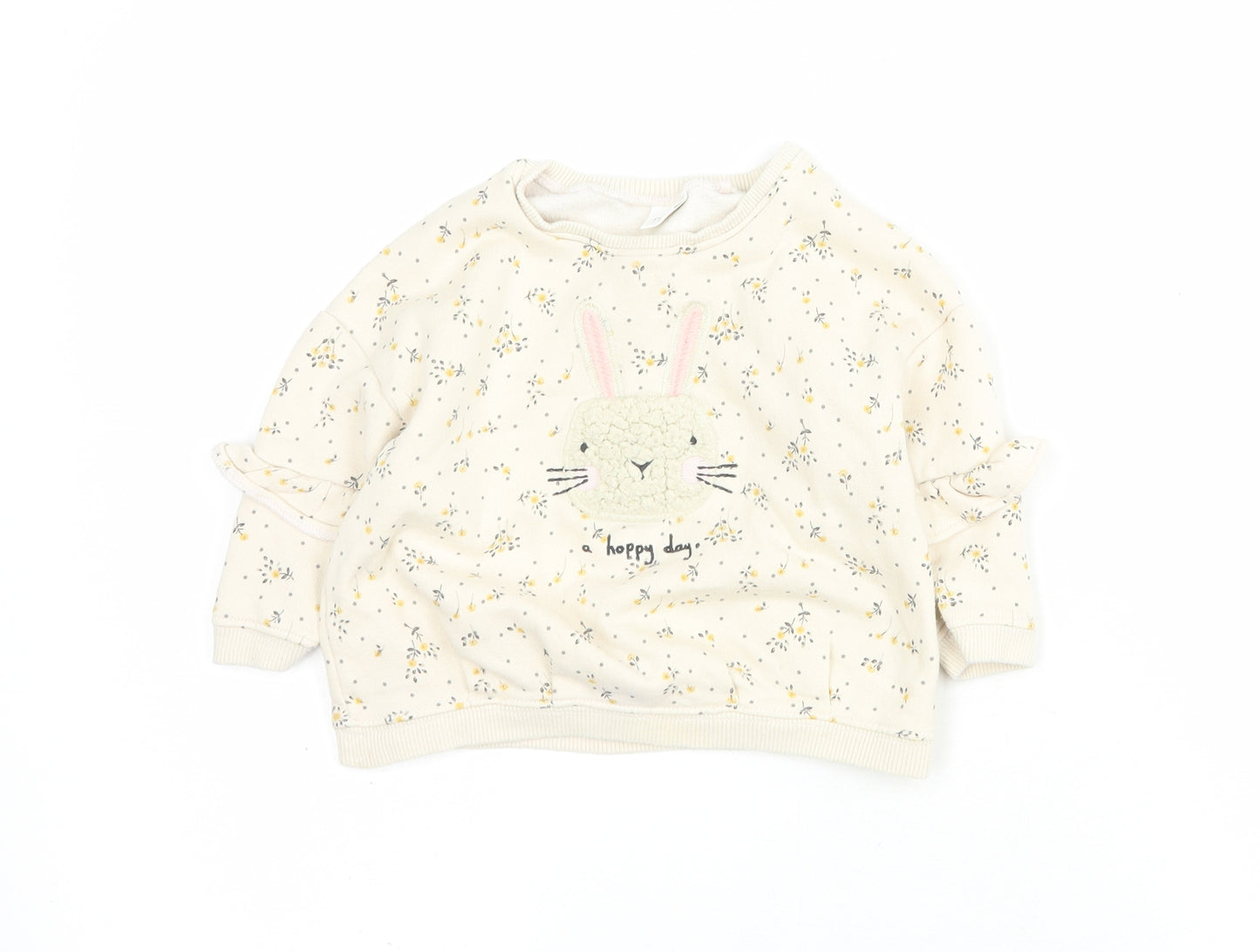 NEXT Baby Beige Floral Cotton Pullover Jumper Size 12-18 Months  Pullover - Bunny