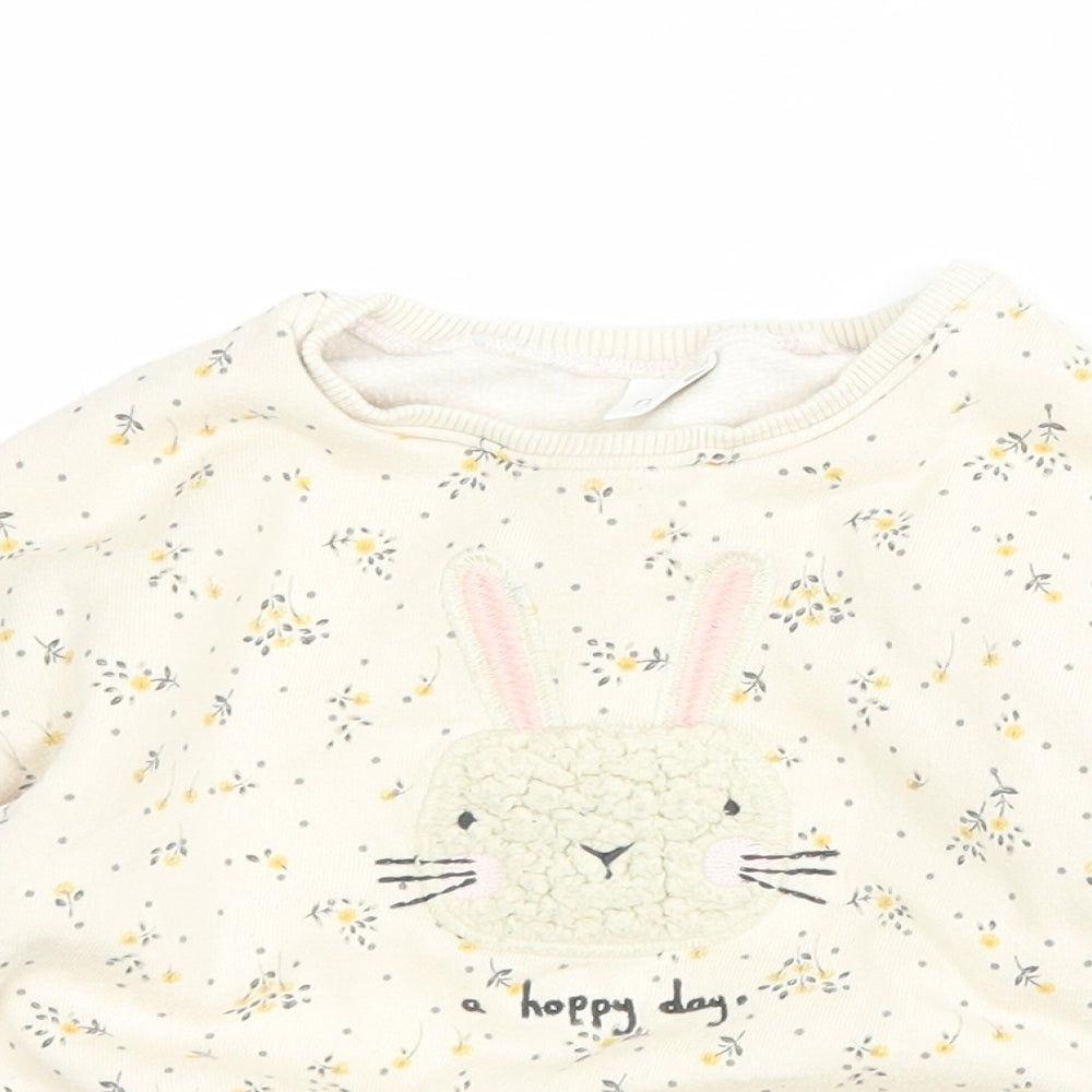 NEXT Baby Beige Floral Cotton Pullover Jumper Size 12-18 Months  Pullover - Bunny