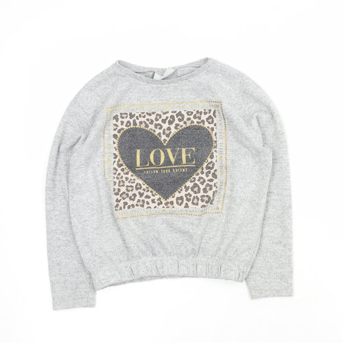 Matalan Girls Grey Round Neck  Polyester Pullover Jumper Size 9 Years  Pullover