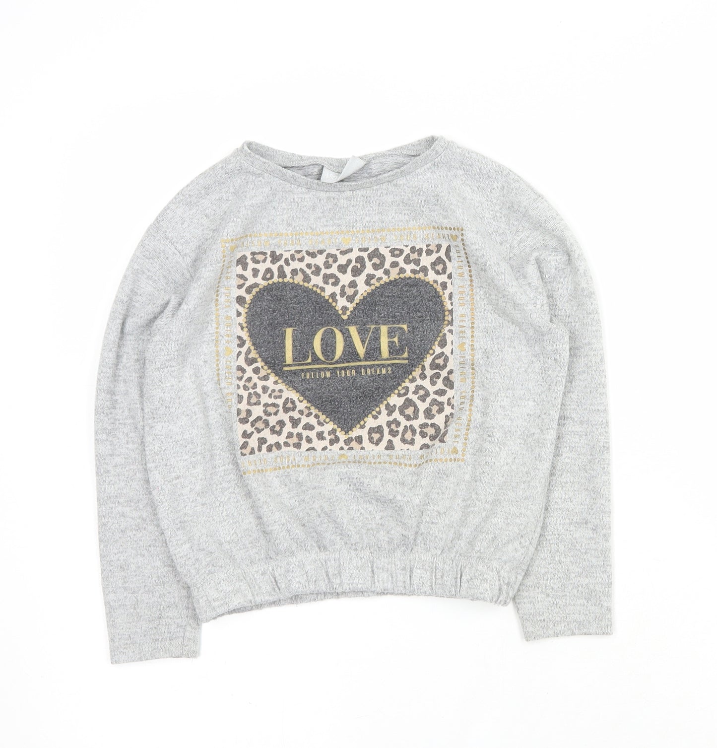 Matalan Girls Grey Round Neck  Polyester Pullover Jumper Size 9 Years  Pullover