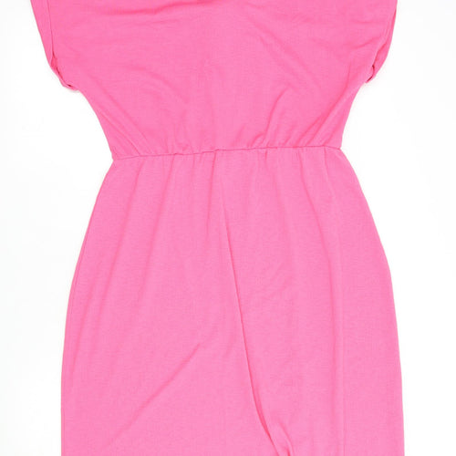 Dunnes Womens Pink  Polyester A-Line  Size M  Round Neck Tie