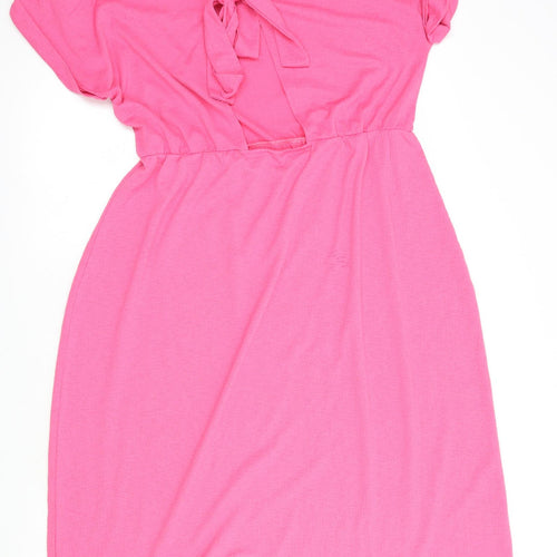 Dunnes Womens Pink  Polyester A-Line  Size M  Round Neck Tie