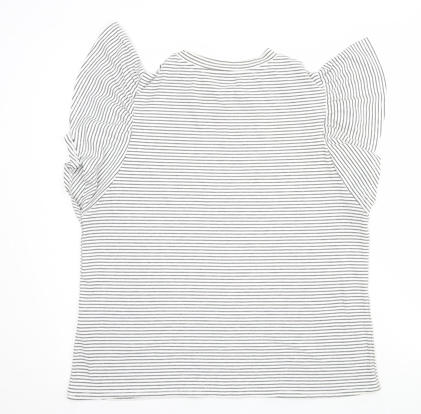 George Womens Grey Striped Polyester Basic T-Shirt Size 16 Round Neck