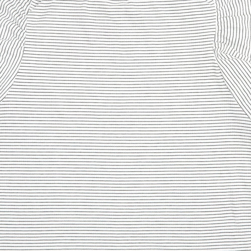 George Womens Grey Striped Polyester Basic T-Shirt Size 16 Round Neck