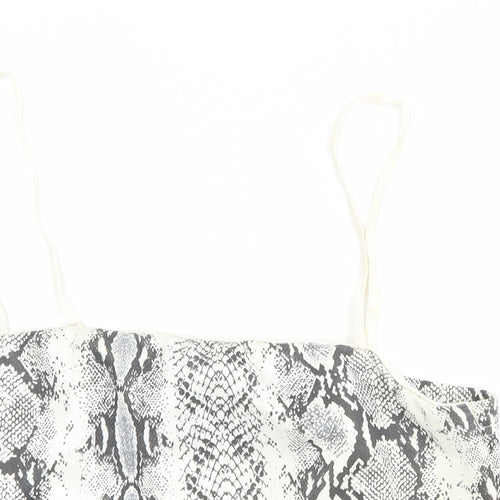 Cameo Rose Womens Grey Animal Print Polyester Cropped Tank Size 18 Square Neck