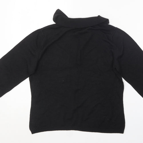 Essentials Womens Black Collared  Cotton Cardigan Jumper Size 18
