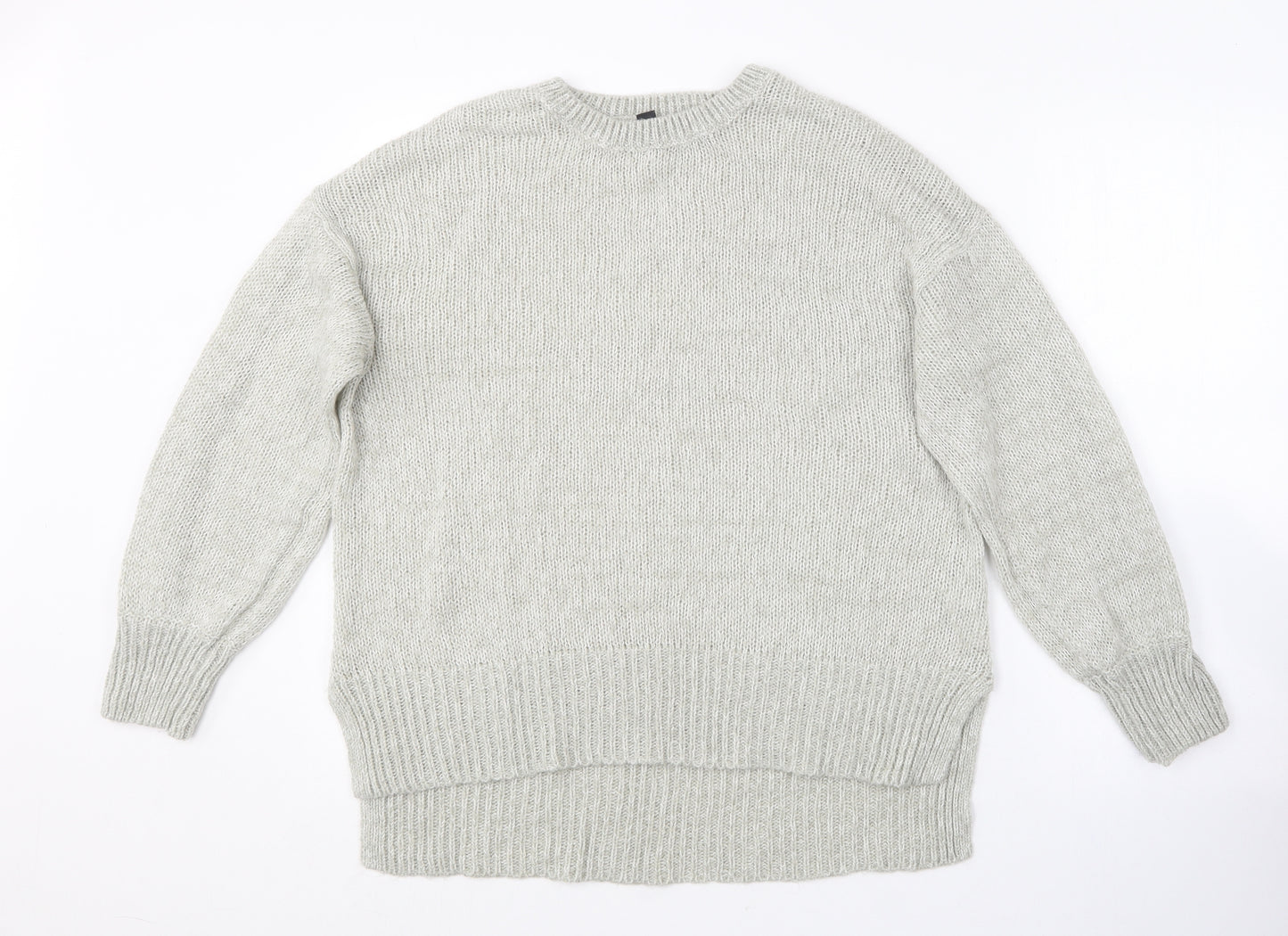 New Look Womens Grey Round Neck  Acrylic Pullover Jumper Size M