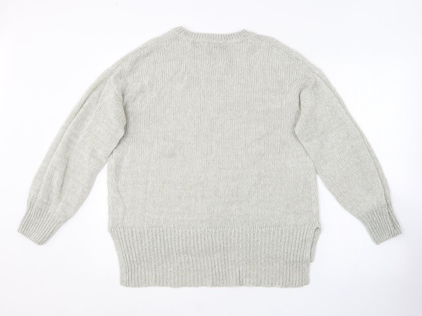 New Look Womens Grey Round Neck  Acrylic Pullover Jumper Size M