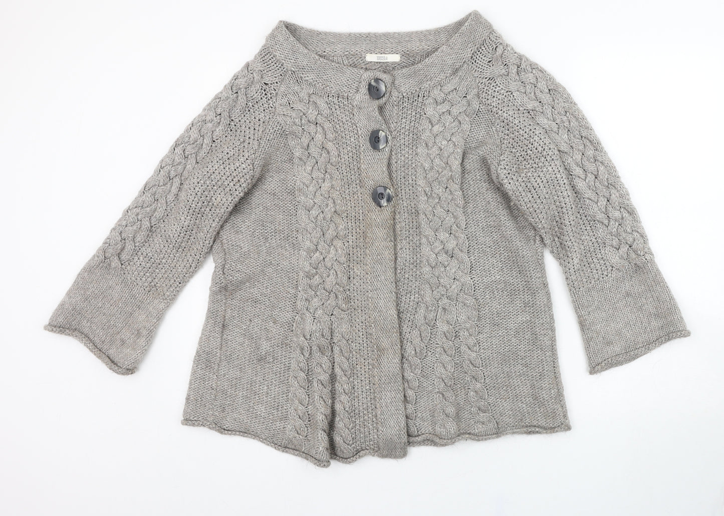 Marks and Spencer Womens Grey Round Neck  Acrylic Cardigan Jumper Size 20