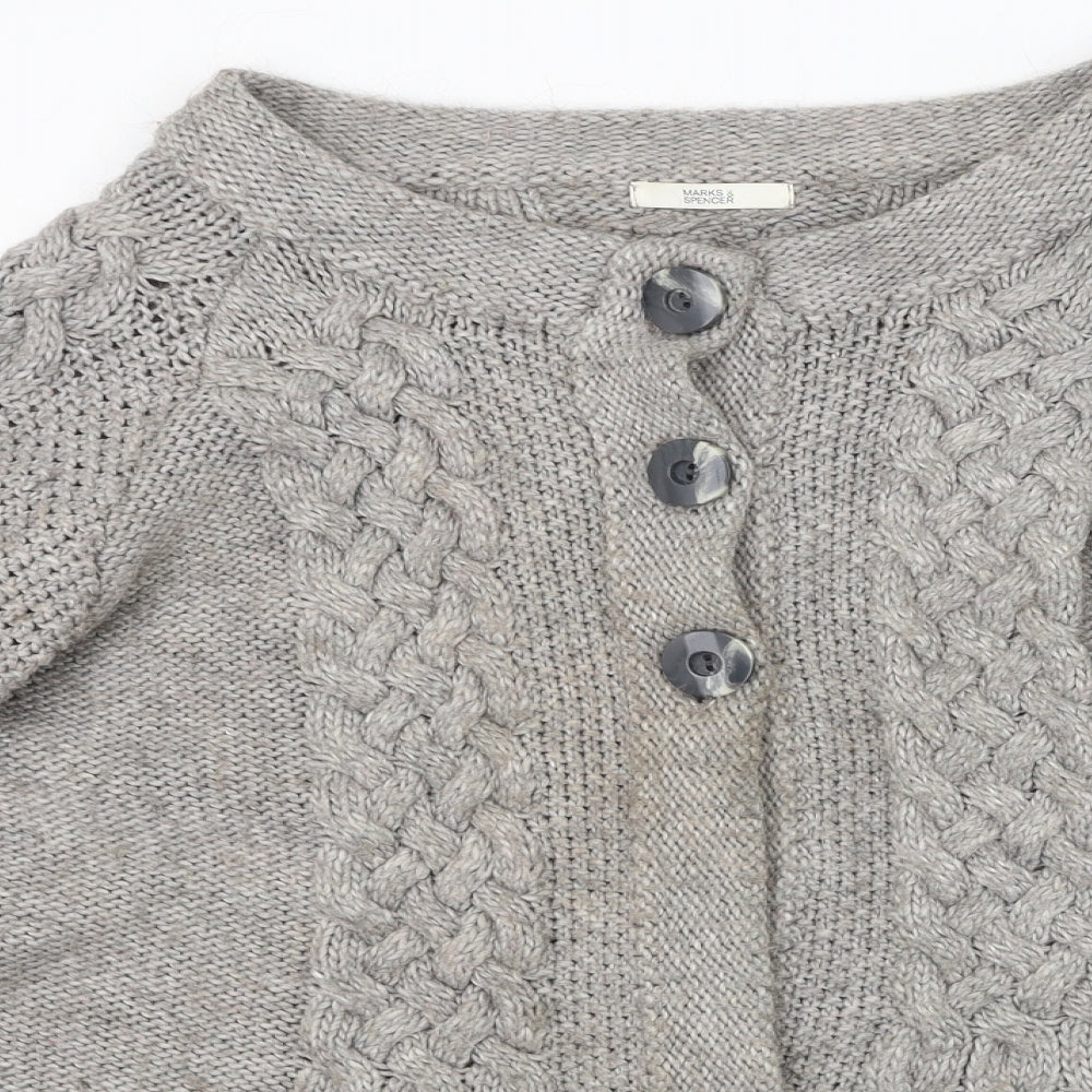 Marks and Spencer Womens Grey Round Neck  Acrylic Cardigan Jumper Size 20