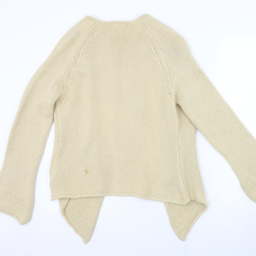 Marks and Spencer Womens Beige V-Neck  Acrylic Cardigan Jumper Size 12