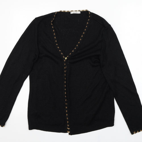 George Womens Black V-Neck  Cotton Cardigan Jumper Size 16