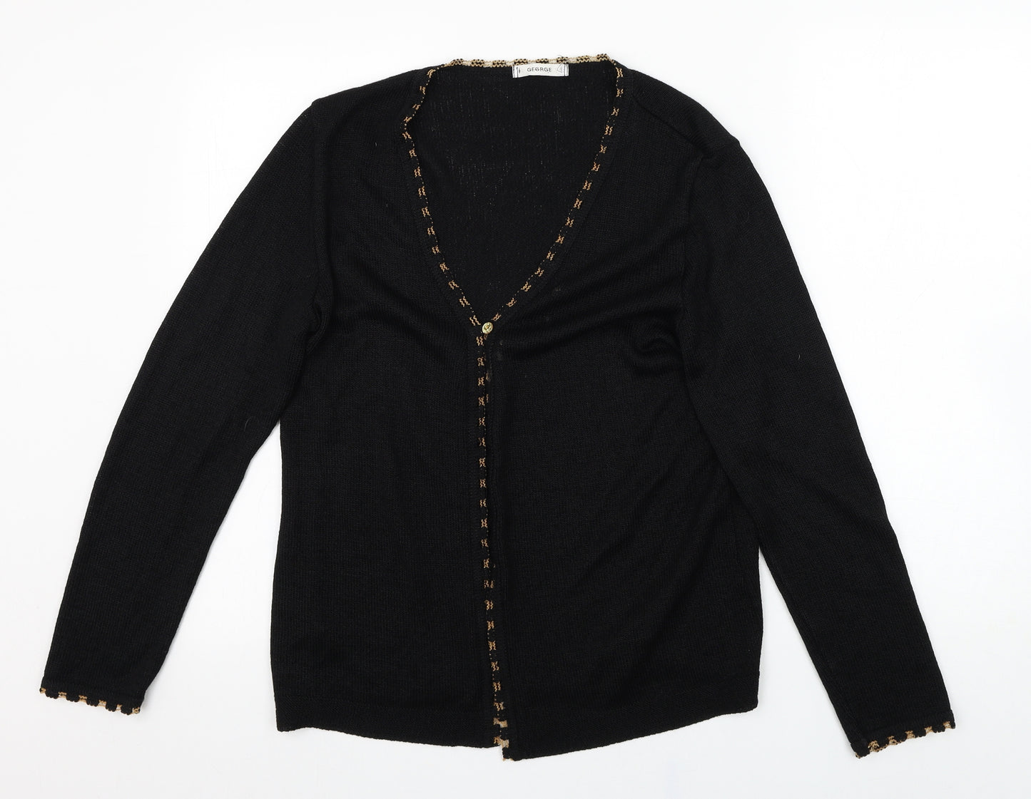 George Womens Black V-Neck  Cotton Cardigan Jumper Size 16