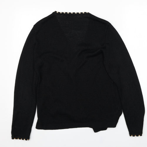 George Womens Black V-Neck  Cotton Cardigan Jumper Size 16