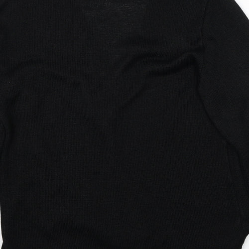 George Womens Black V-Neck  Cotton Cardigan Jumper Size 16