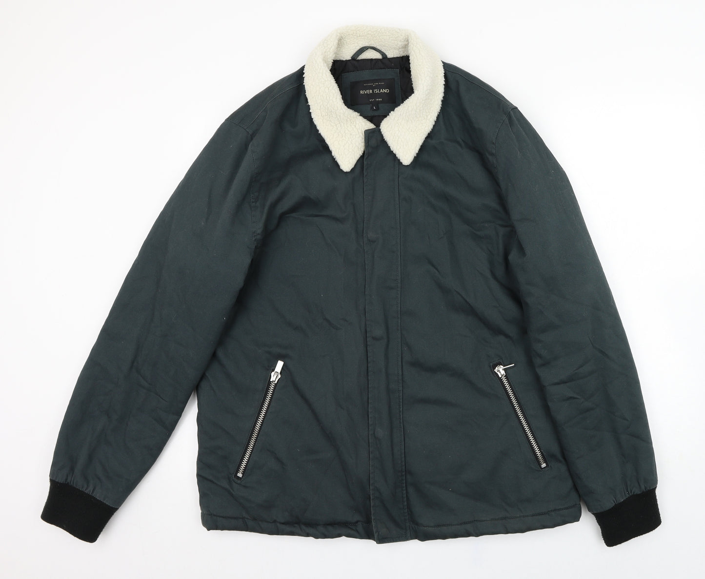 River Island Mens Green   Jacket Coat Size L