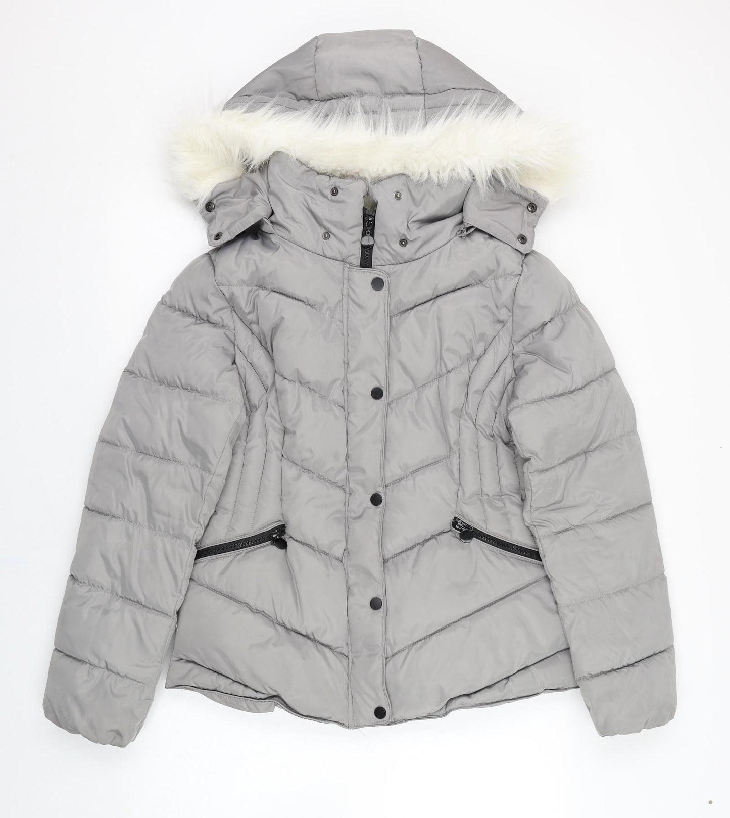 New Look Womens Grey   Parka Coat Size 10