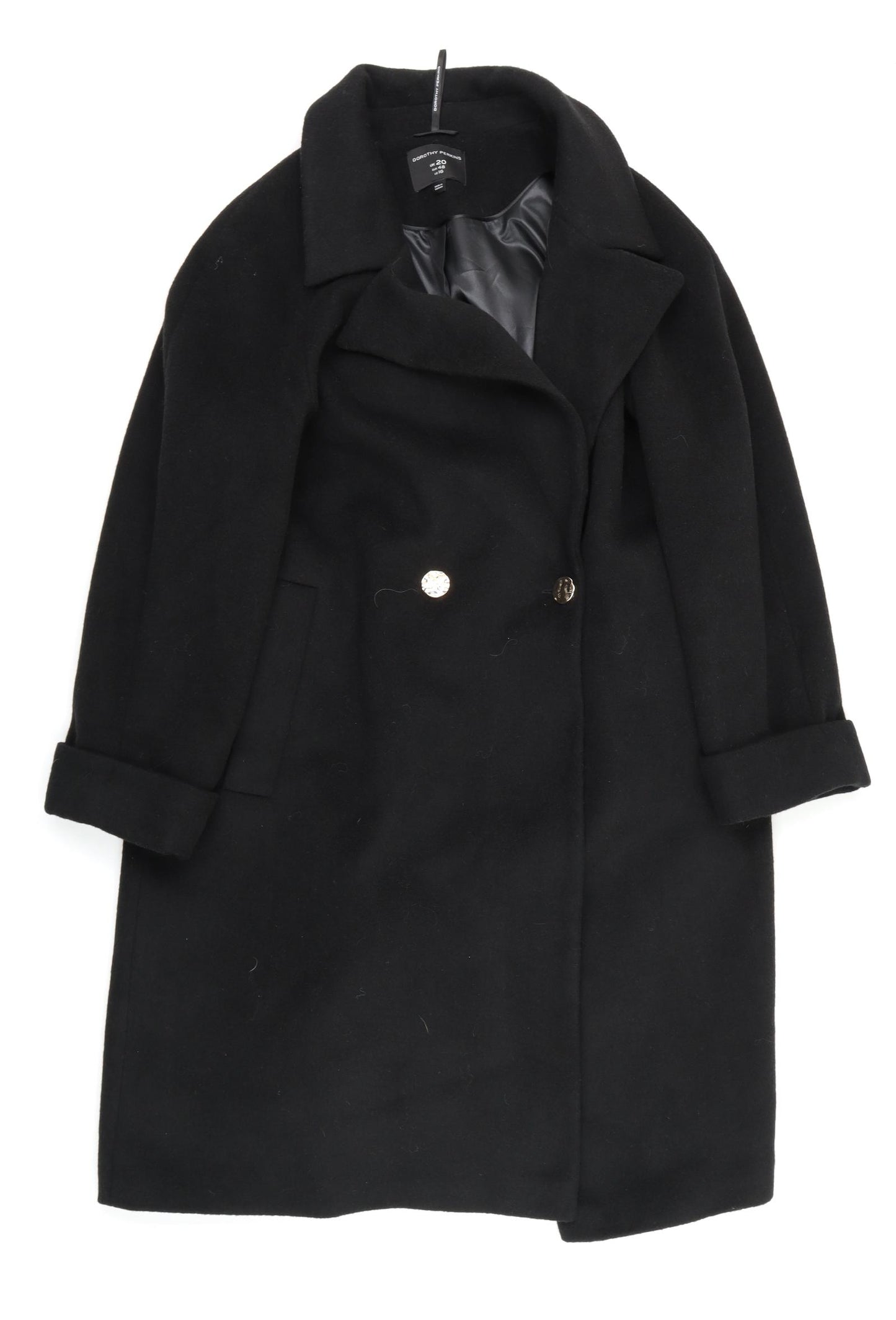 Dorothy Perkins Womens Black   Overcoat Coat Size 20