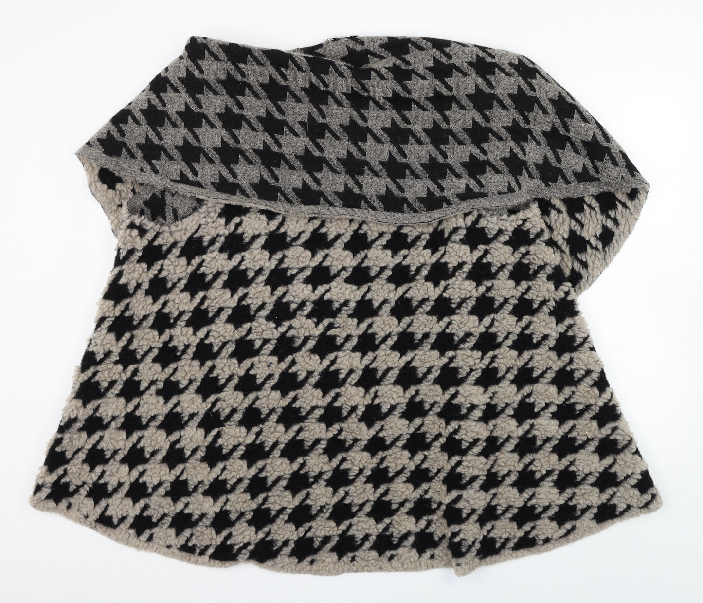 crnd Womens Black V-Neck Houndstooth Wool Cardigan Jumper One Size
