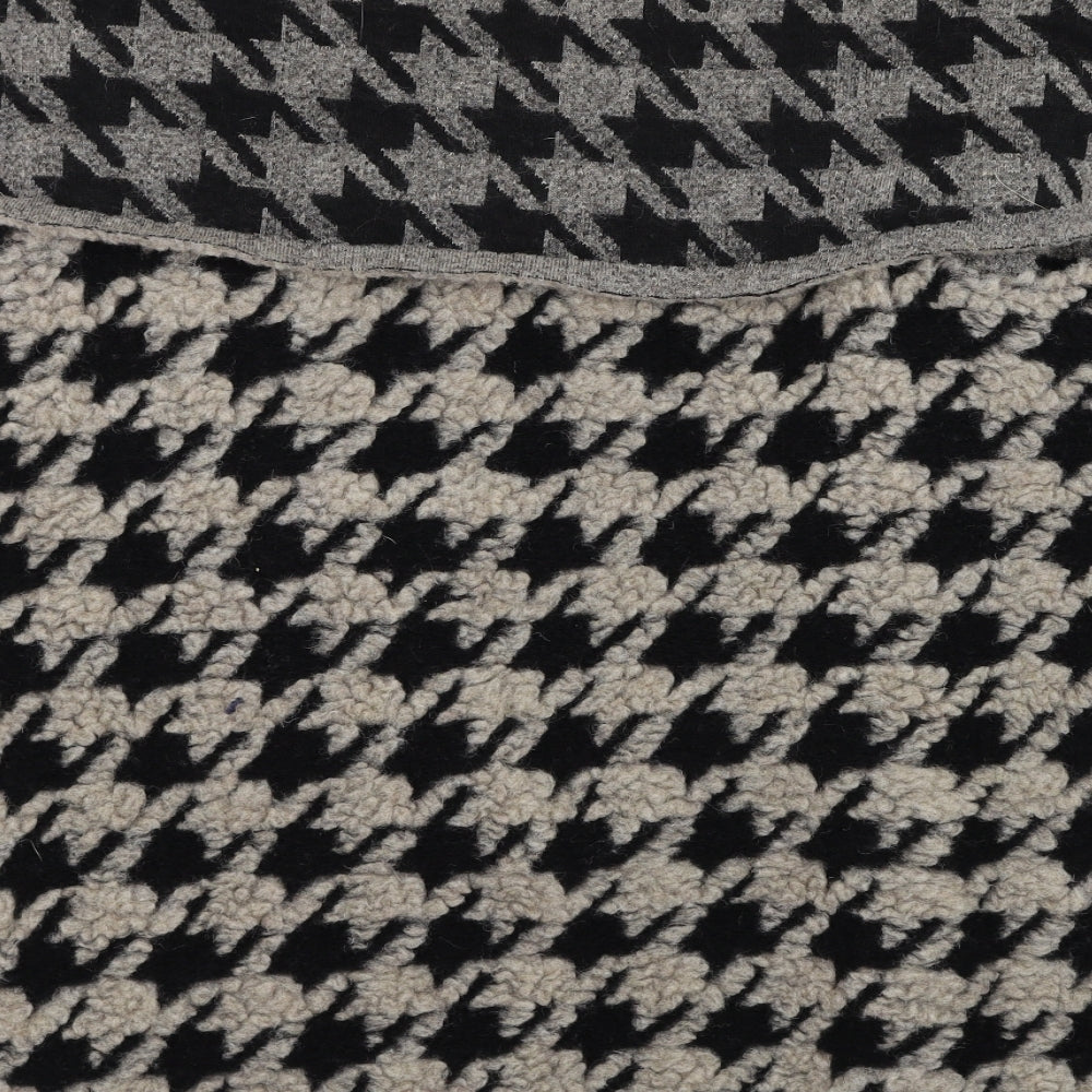 crnd Womens Black V-Neck Houndstooth Wool Cardigan Jumper One Size