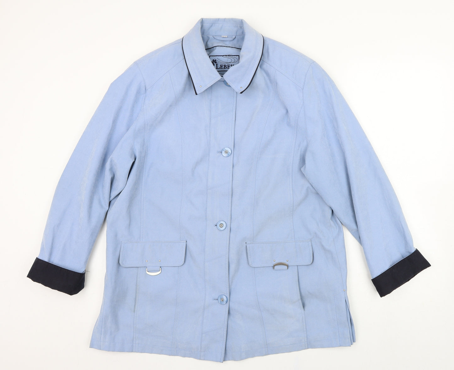 Lebek Womens Blue   Trench Coat Coat Size 16
