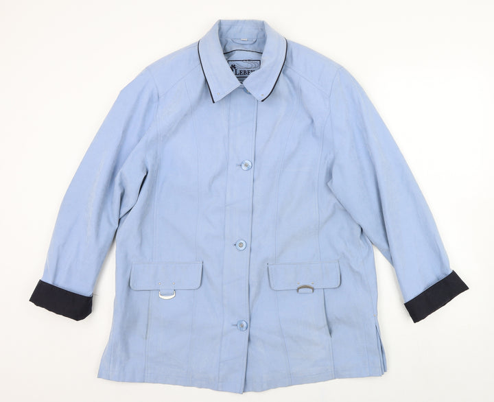 Lebek Womens Blue Trench Coat Coat Size 16