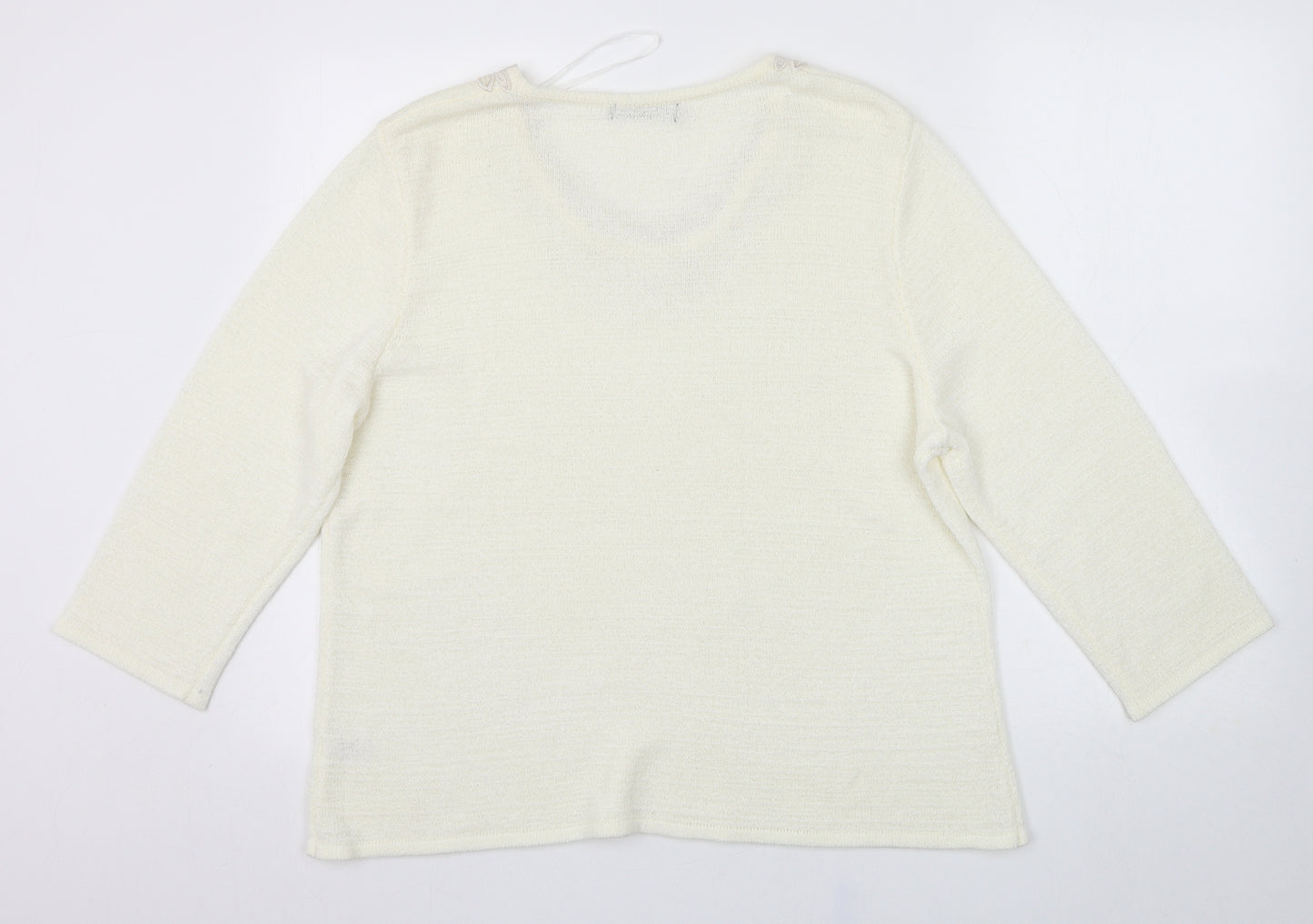BM collection Womens Ivory Scoop Neck  Acrylic Pullover Jumper Size L