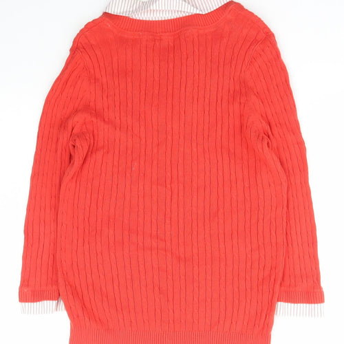 Maine Womens Red Collared  Cotton Pullover Jumper Size 12   - Debenhams