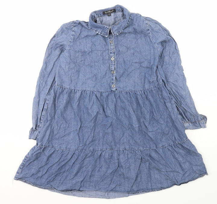 Velvet Heart Womens Blue Shirt Dress Size S Collared Button