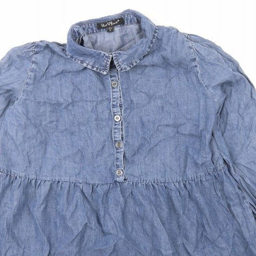Velvet Heart Womens Blue   Shirt Dress  Size S  Collared Button