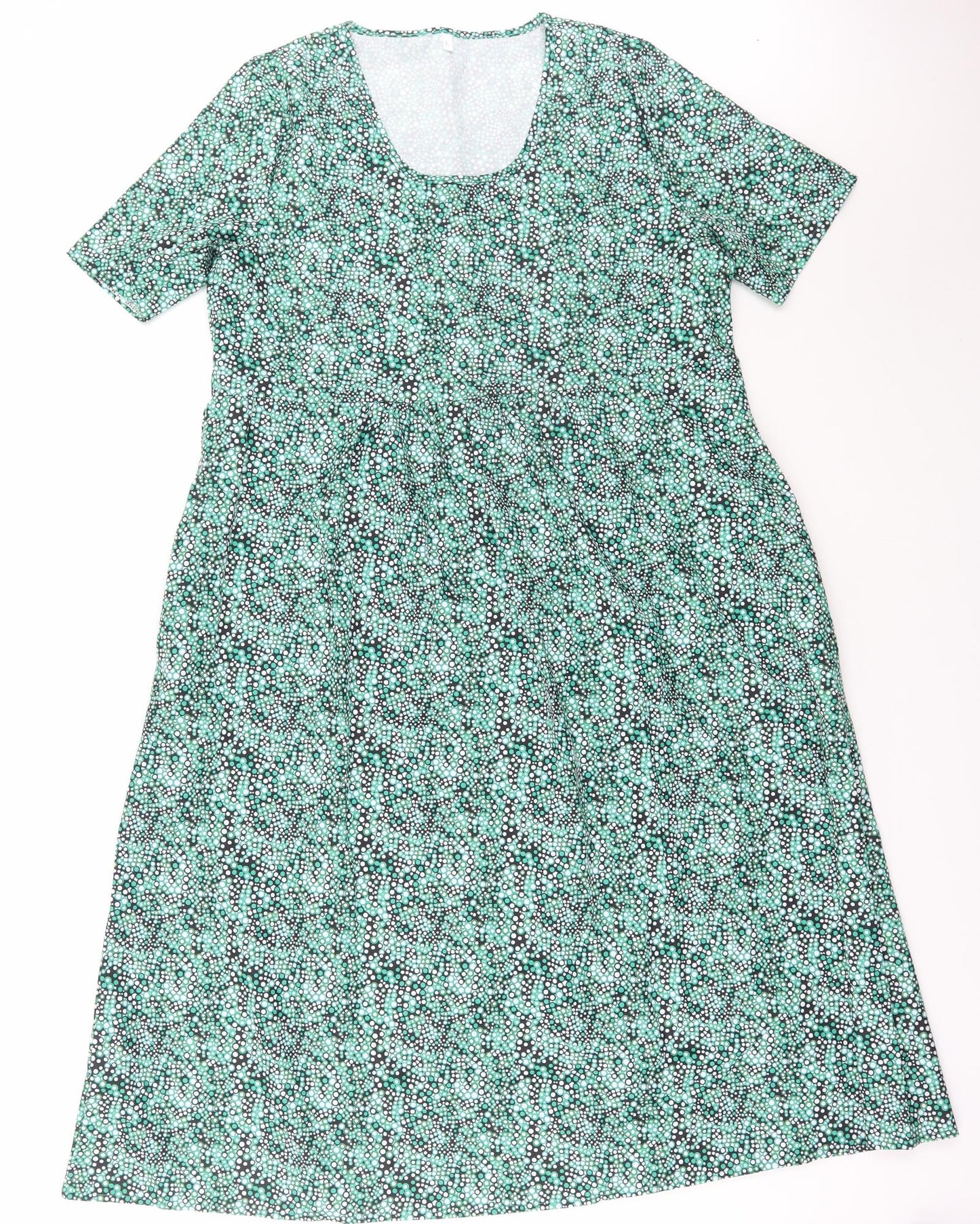 Preworn Womens Green Polka Dot Polyester A-Line  Size L  Scoop Neck Pullover