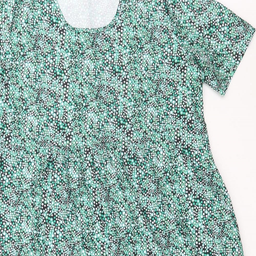 Preworn Womens Green Polka Dot Polyester A-Line  Size L  Scoop Neck Pullover