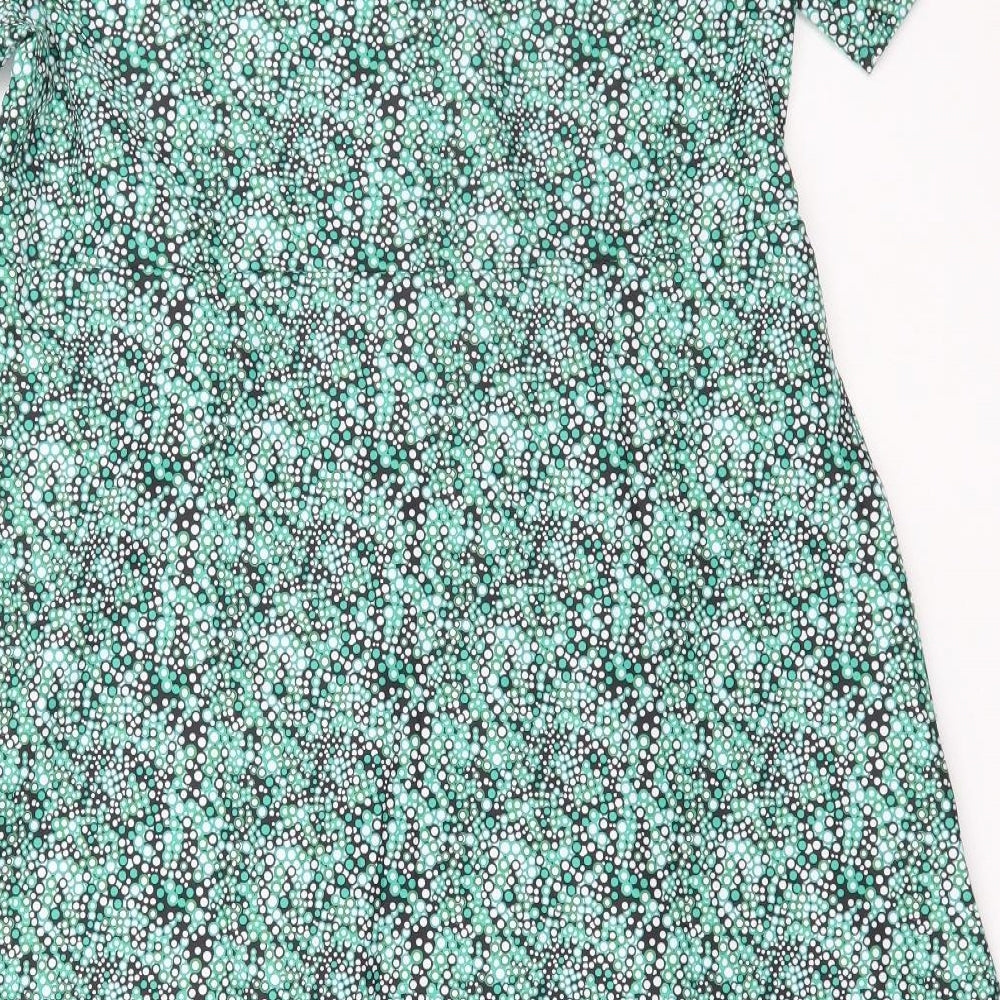 Preworn Womens Green Polka Dot Polyester A-Line  Size L  Scoop Neck Pullover