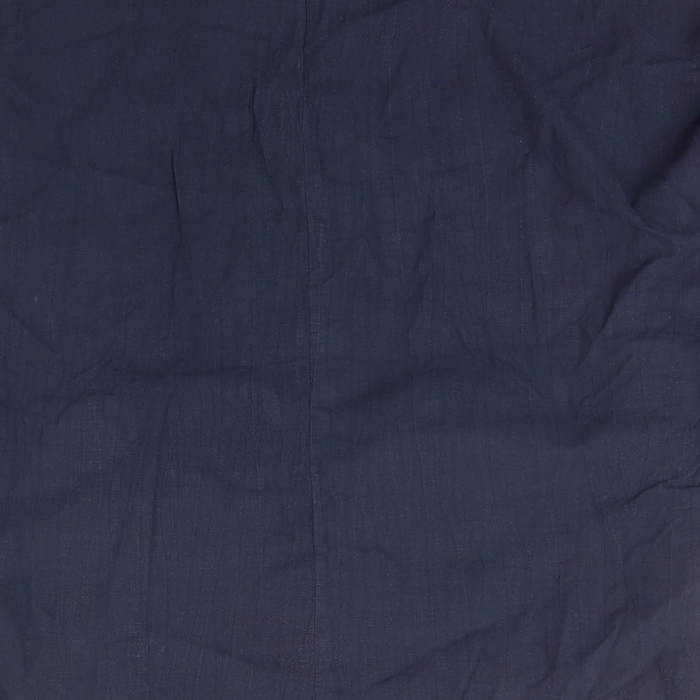 Yidarton Womens Blue  Linen Kimono T-Shirt Size L Collared