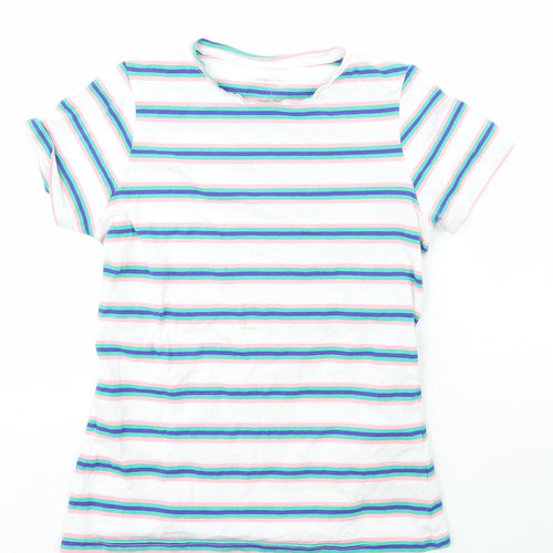 Dunnes Stores Womens Multicoloured Striped Cotton Basic T-Shirt Size S Crew Neck