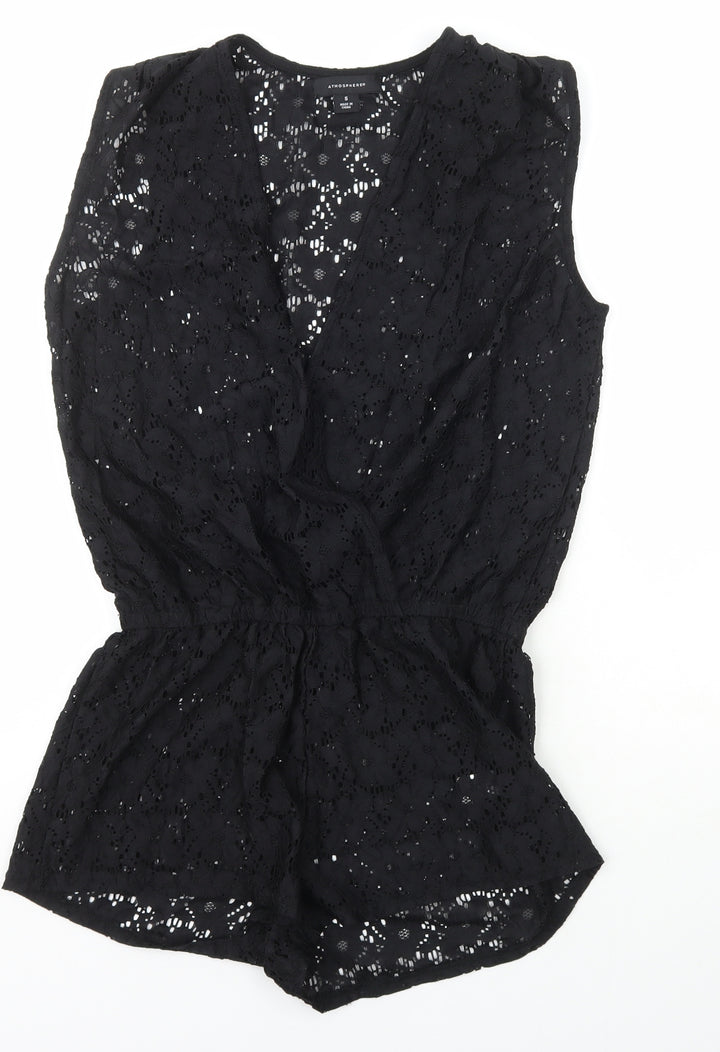Atmosphere Womens Black Floral Nylon Jumpsuit One-Piece Size S Pullover