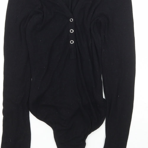 PRETTYLITTLETHING Womens Black  Polyester Bodysuit One-Piece Size 8  Snap