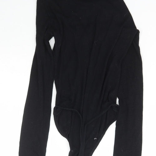 PRETTYLITTLETHING Womens Black  Polyester Bodysuit One-Piece Size 8  Snap