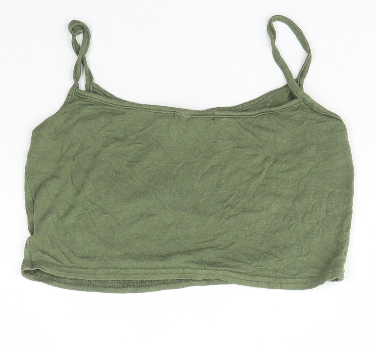 PRETTYLITTLETHING Womens Green  Viscose Basic Tank Size 6 Square Neck - flowers