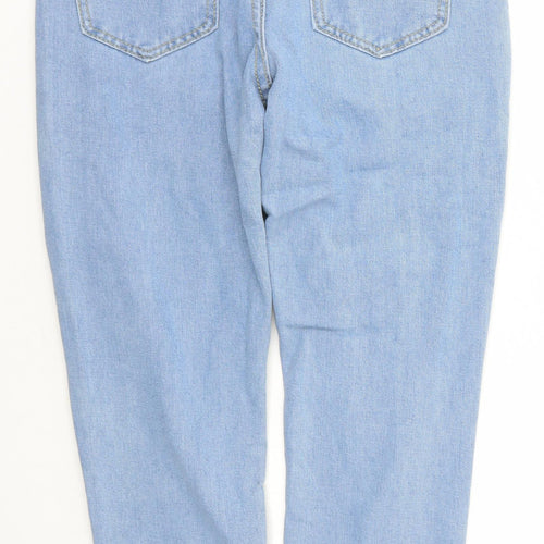 Boohoo Womens Blue  Cotton Tapered Jeans Size 10 L26 in Regular Zip