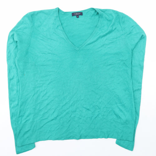 Collection Womens Green V-Neck  Acrylic Pullover Jumper Size 18   - Debenhams