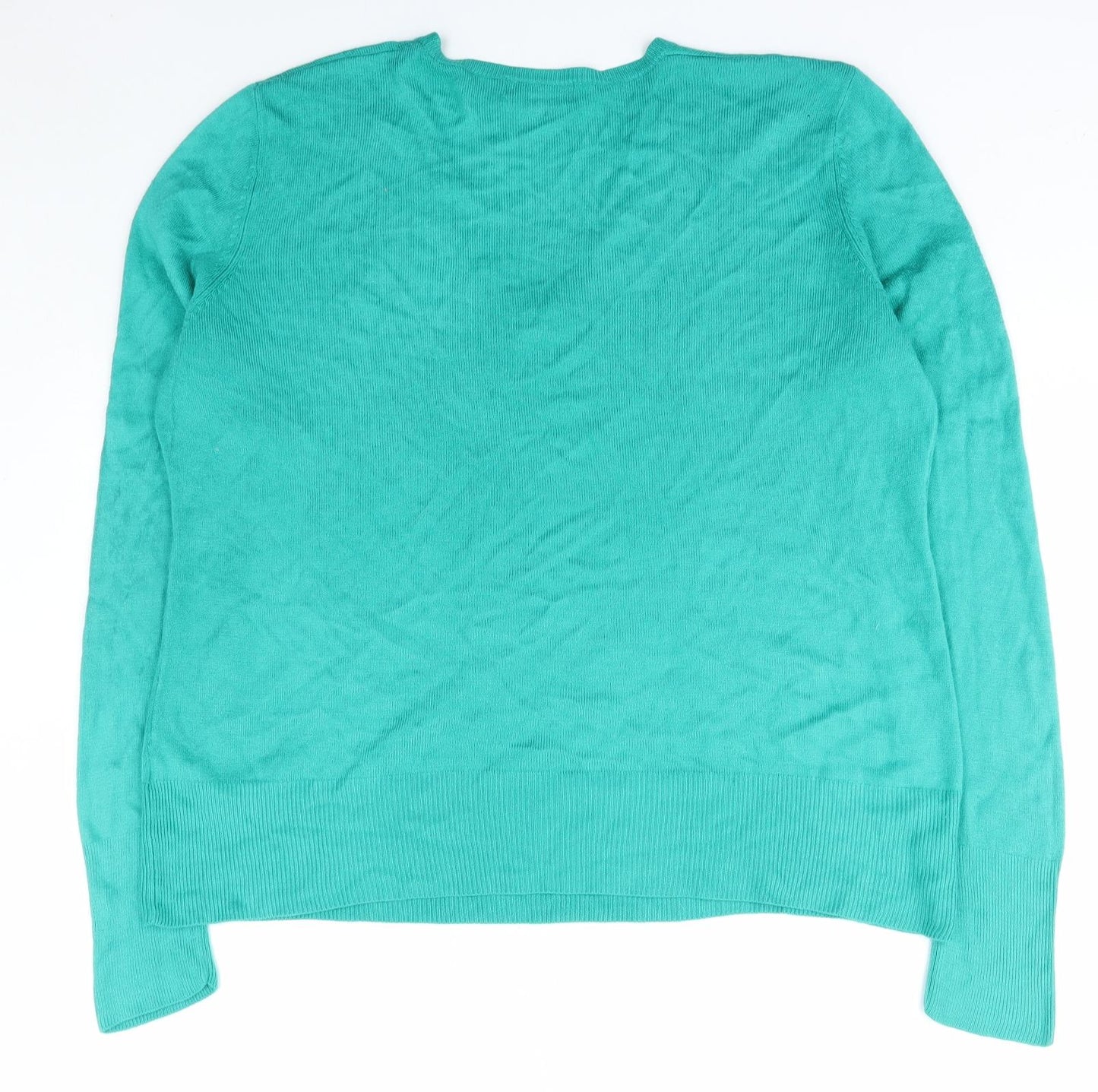 Collection Womens Green V-Neck  Acrylic Pullover Jumper Size 18   - Debenhams
