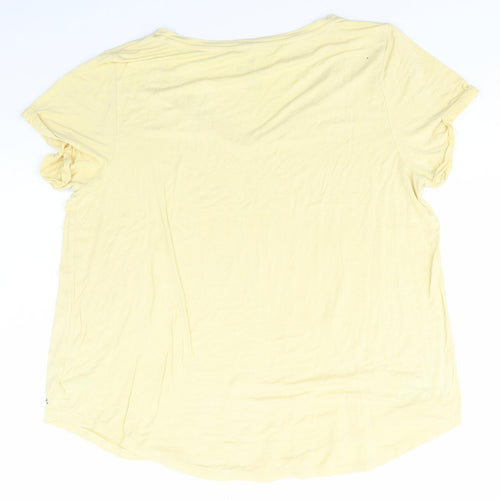 Soft & Sexy  Womens Yellow  Viscose Basic T-Shirt Size XL Collared