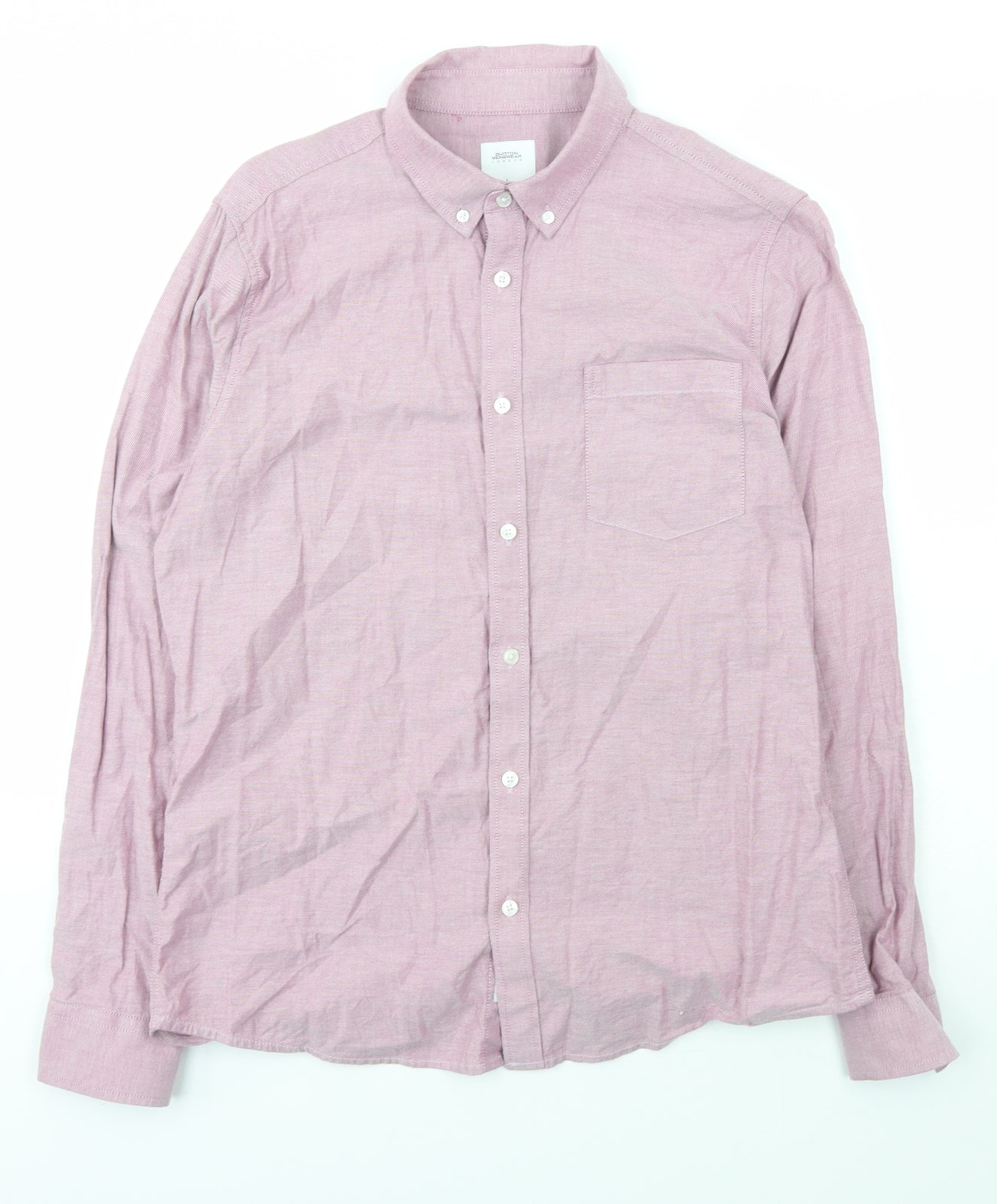 Burton Menswear Mens Purple  Cotton  Button-Up Size L Collared Button