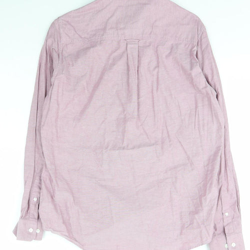 Burton Menswear Mens Purple  Cotton  Button-Up Size L Collared Button